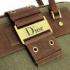 Dior handbag in khaki canvas and brown leather - Detail D4 thumbnail