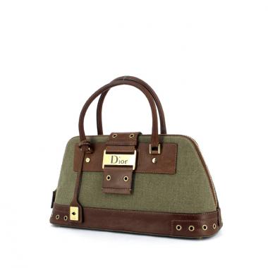 Dior handbag in khaki canvas and brown leather