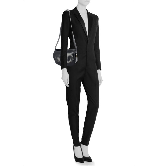 Hermes bolso de mano Balle De Golf en cuero box negro - Detail D1
