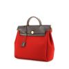Hermes Herbag backpack in red and orange canvas and brown leather - 00pp thumbnail