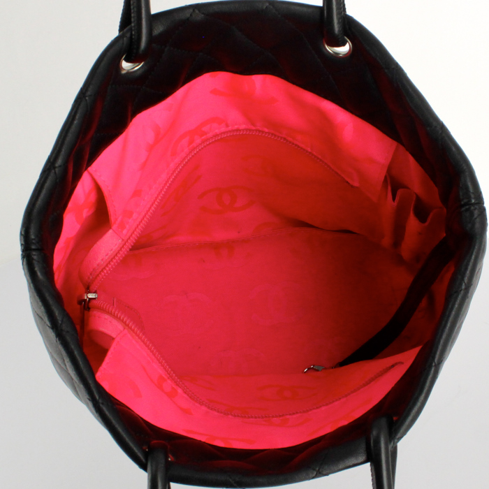 Shopping bag Chanel Cambon in pelle trapuntata nera - Detail D2