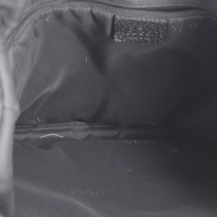Gucci Jackie handbag in black leather and black canvas - Detail D2