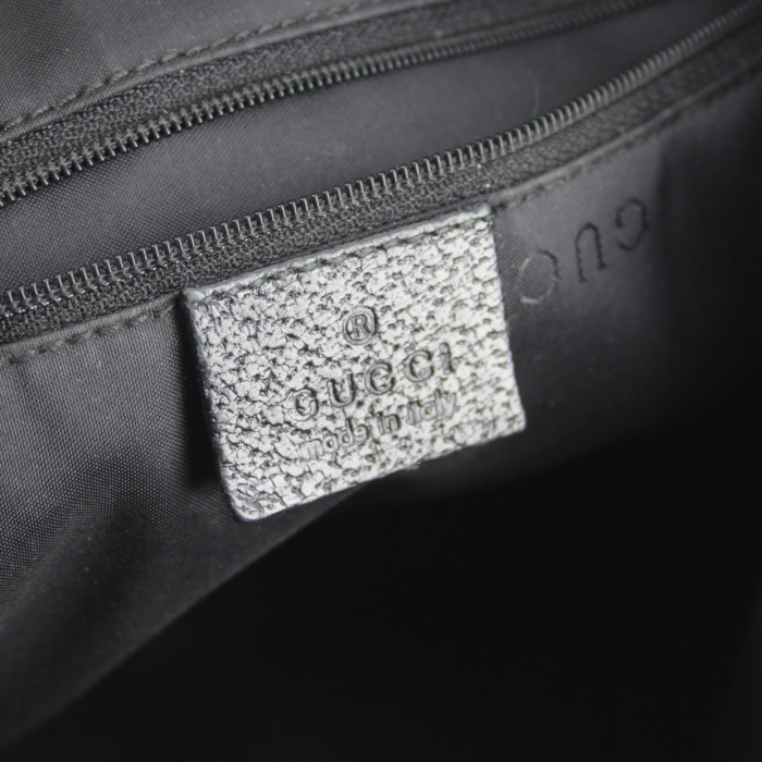 Gucci Jackie handbag in black leather and black canvas - Detail D3