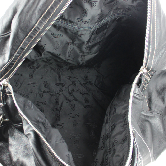 Sac de voyage Gucci en cuir noir - Detail D3
