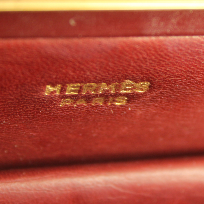 Sac à main Hermes Pullman en cuir box bordeaux - Detail D4