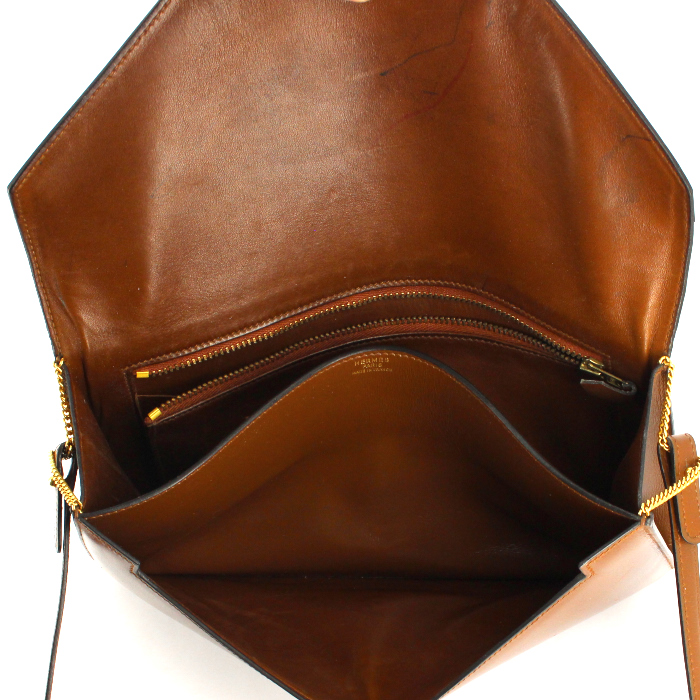 Bolso/bolsito Hermes Lydie en cuero marrón - Detail D3