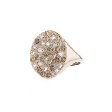 Sortija De Beers Talisman en oro blanco,  diamantes y diamante en bruto