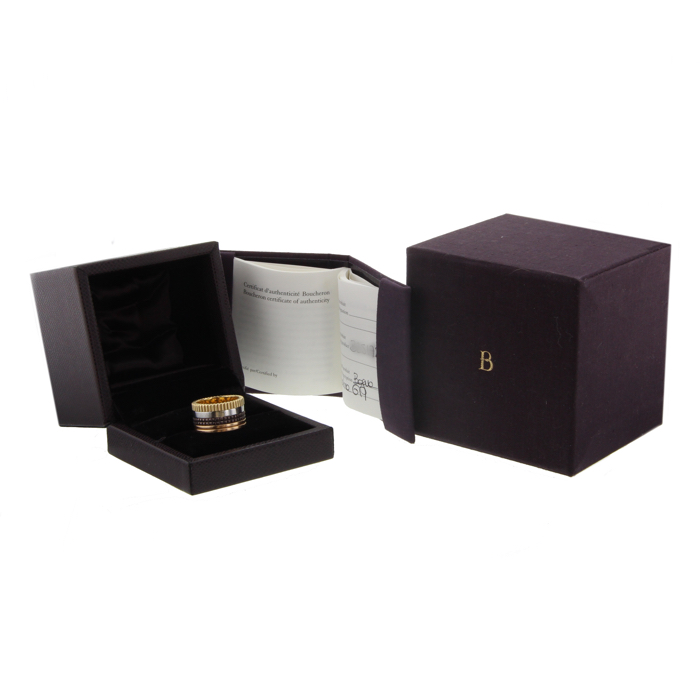 Anello Boucheron Quatre modello grande in oro giallo,  oro bianco e oro rosa - Detail D2