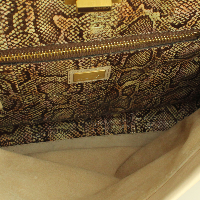 Fendi Peekaboo large model handbag in rosy beige leather - Detail D3