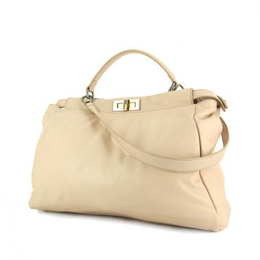Sac à main Fendi Peekaboo grand modèle en cuir beige-rosé