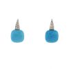Pomellato Capri earrings in white gold,  turquoise and diamonds - 00pp thumbnail