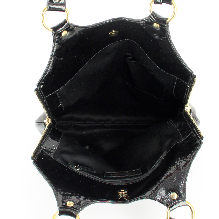 Sac à main Tribute en cuir vernis noir - Detail D2
