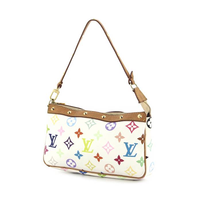 Pochette Louis Vuitton in tela monogram multicolore e pelle naturale