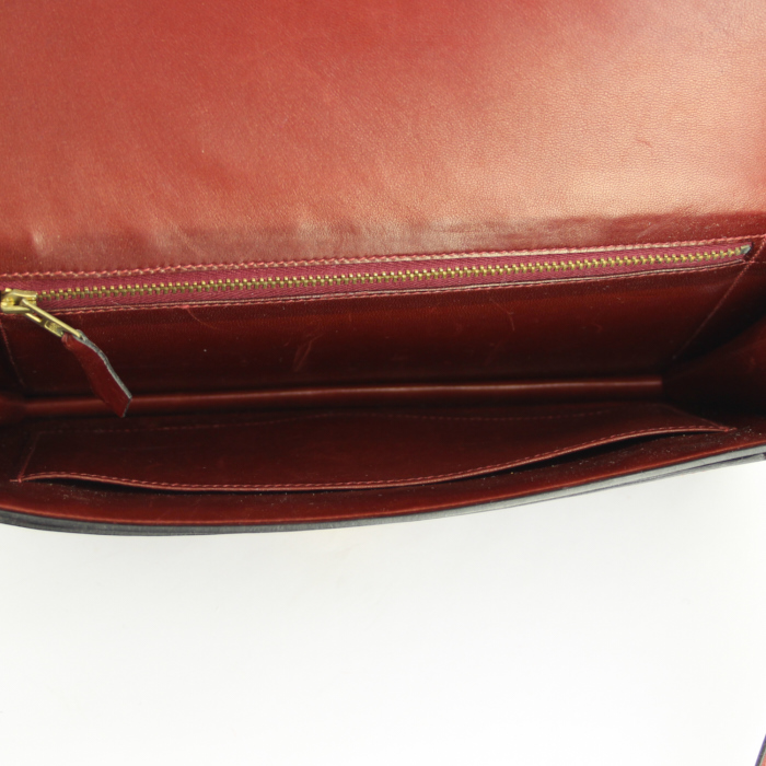 Hermes Lydie handbag/clutch in burgundy box leather - Detail D2
