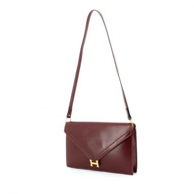 Sac/pochette Hermès Lydie en cuir box bordeaux