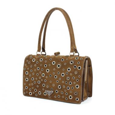 Bolso de mano Prada Gommet en ante marrón