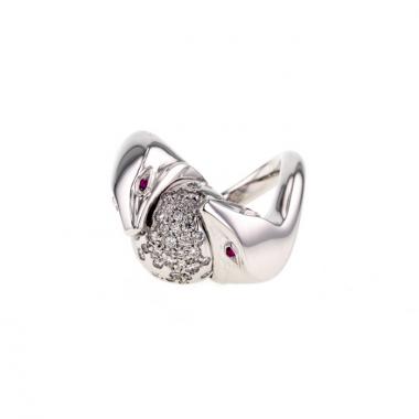 Anello Boucheron Trouble in oro bianco,  diamanti e rubino