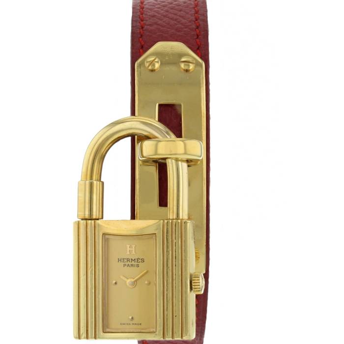 Bracelet HERMÈS Cuir Moutarde/plaqué Or Pour Montre Kelly - Occasion