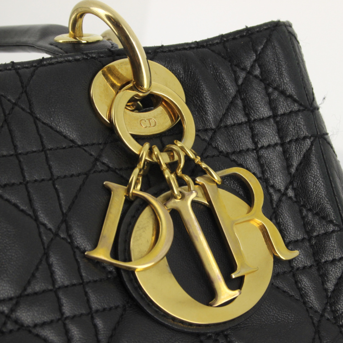 Dior bolso de mano en cuero acolchado negro - Detail D4