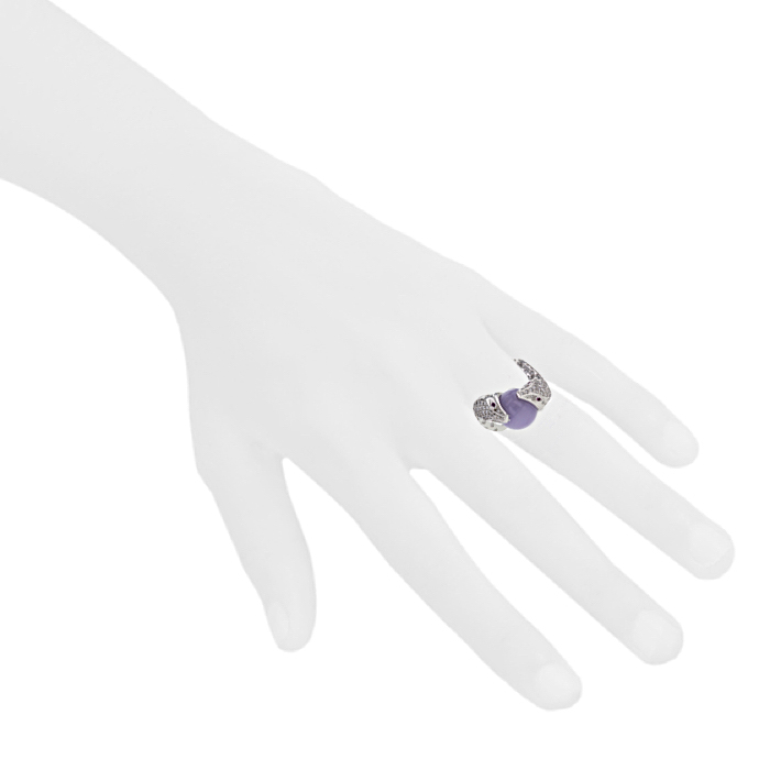Sortija Boucheron Trouble en oro blanco, diamantes y jade violeta - Detail D1