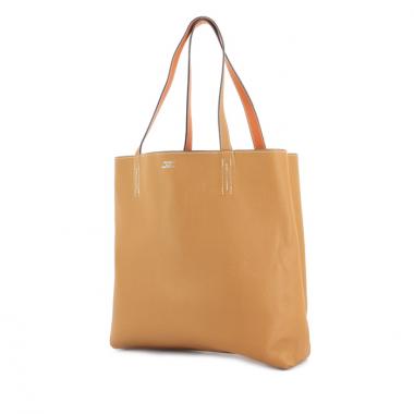 Hermes sac cabas en cuir togo bicolore gold et orange
