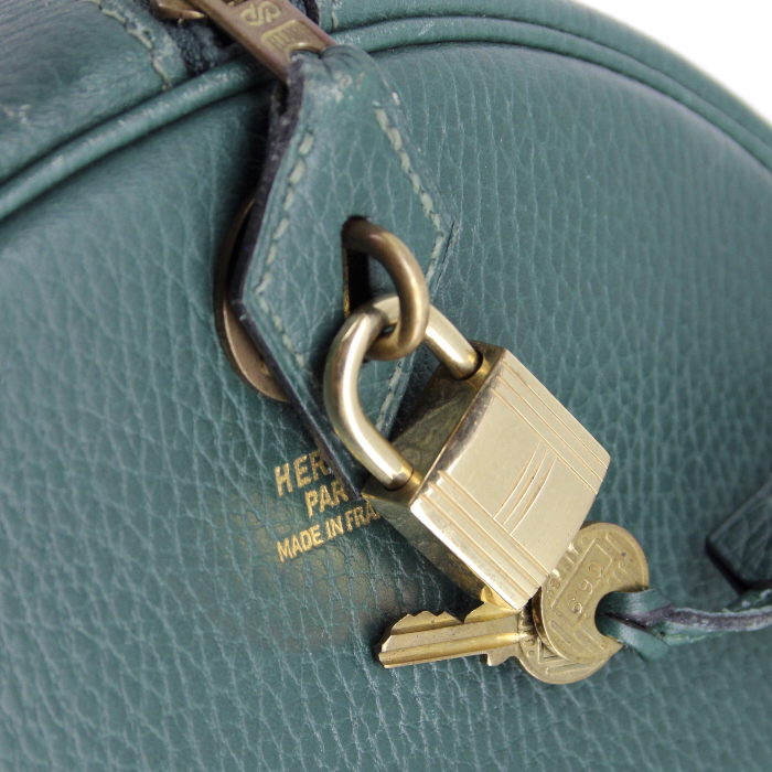 Weekend bag in green Fjord leather - Detail D4