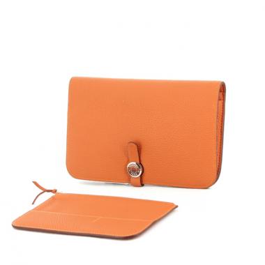 Portefeuille Dogon en cuir togo orange