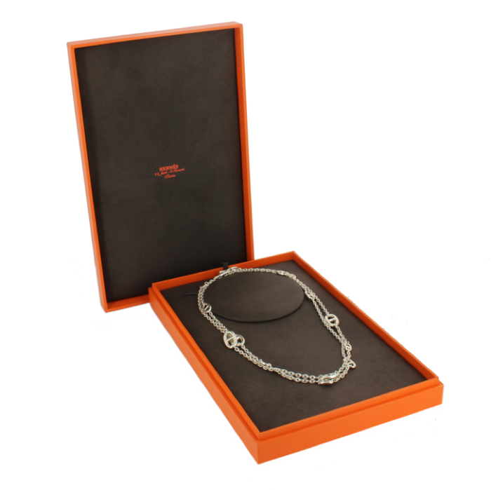 Hermes Farandole long necklace in silver - Detail D2