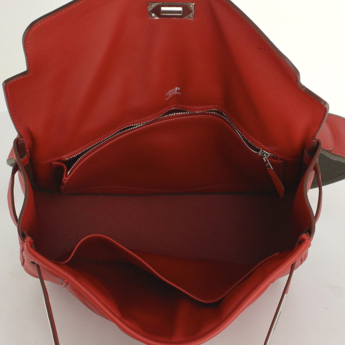 Bolso de mano Hermes en cuero swift rojo - Detail D2