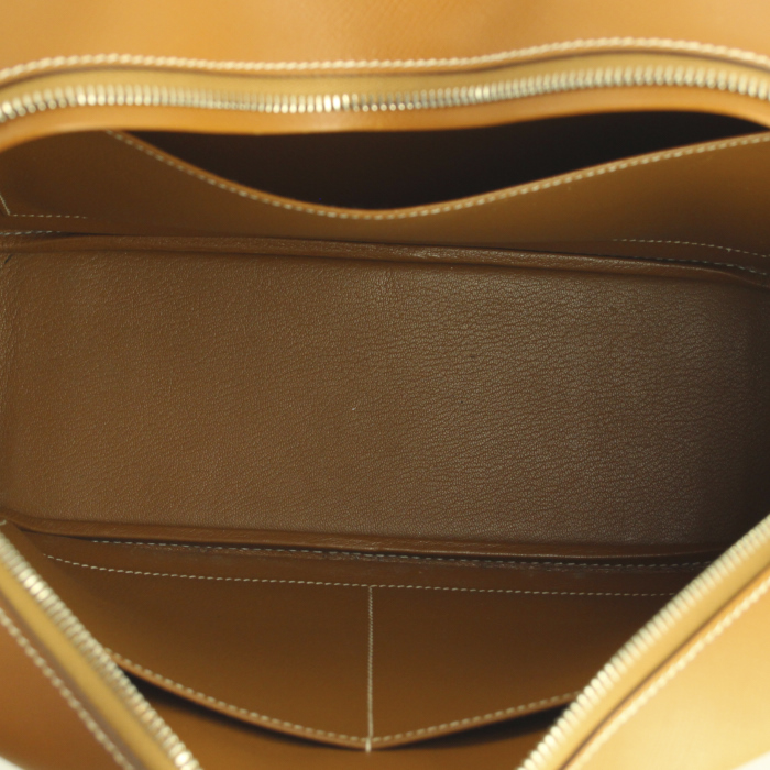 Sac à main Hermes Plume grand modèle en cuir gold - Detail D2