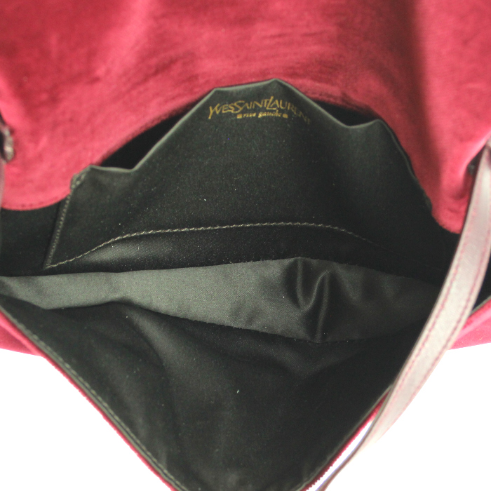 Sac à main Yves Saint Laurent en velours bordeaux - Detail D3