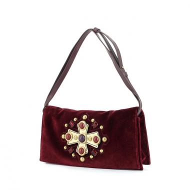 Sac à main Yves Saint Laurent en velours bordeaux