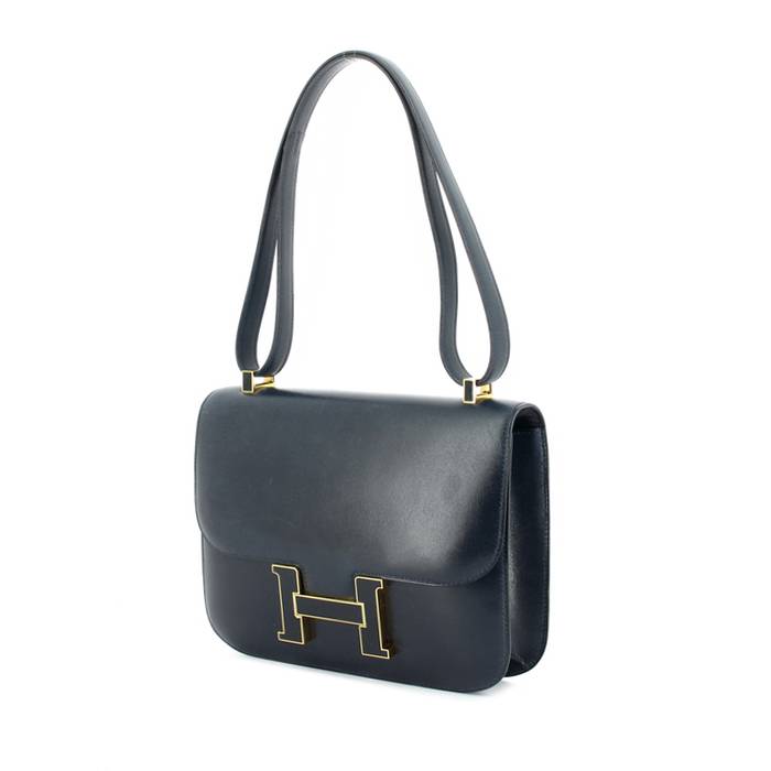 Hermes Roulis Bag Epsom Leather Gold Hardware In Navy Blue