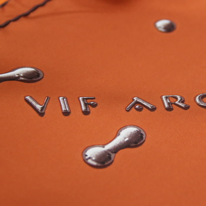 Foulard quadrato in seta arancione e argento - Detail D1