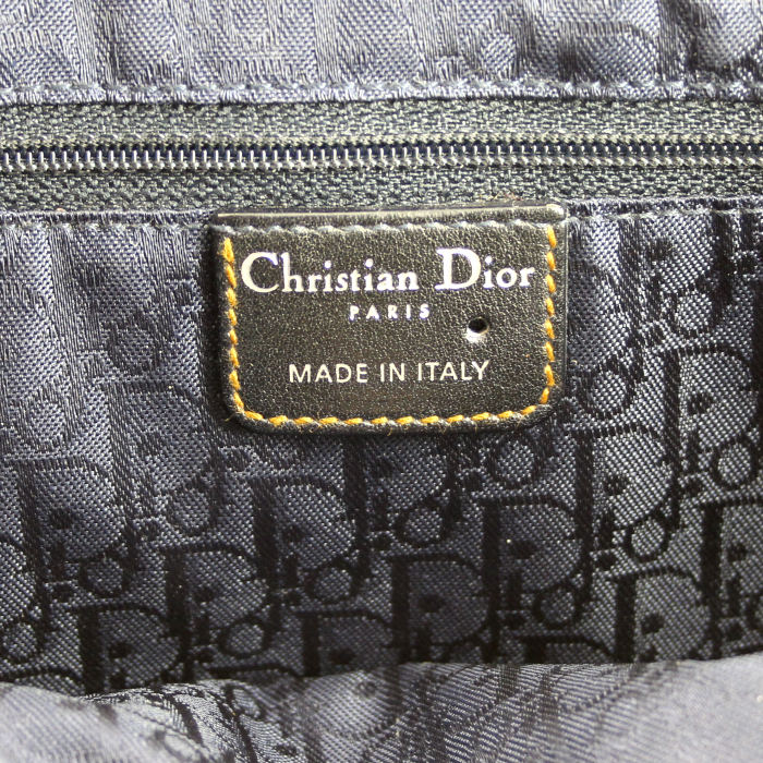 Bolso de mano Christian Dior autres sacs et maroquinerie en cuero marrón y ante azul - Detail D3