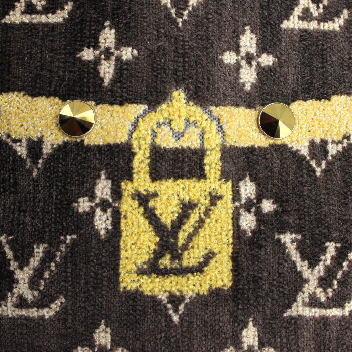 Louis Vuitton bolso de mano en tela monogram marrón y amarilla y cocodrilo amarillo - Detail D4