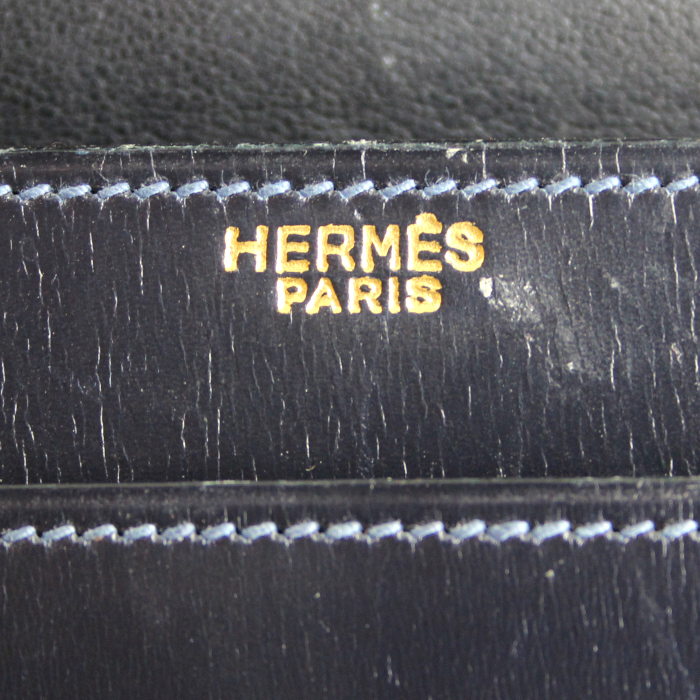 Hermes Cordeliere handbag in navy blue box leather - Detail D3