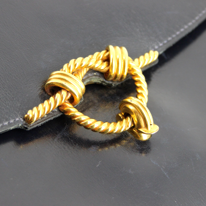 Borsa Cordeliere in pelle box blu marino - Detail D4