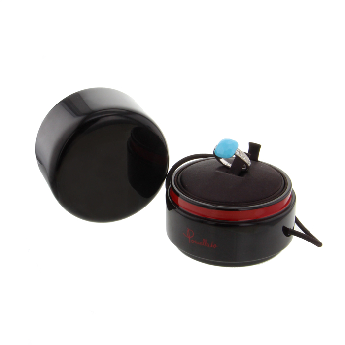 Pomellato bague Capri en or blanc, diamants et turquoise - Detail D2