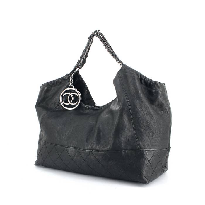 Shopping bag in pelle nera