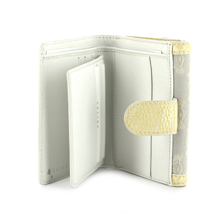 Celine Wallet in light blue monogram canvas and white leather - Detail D1