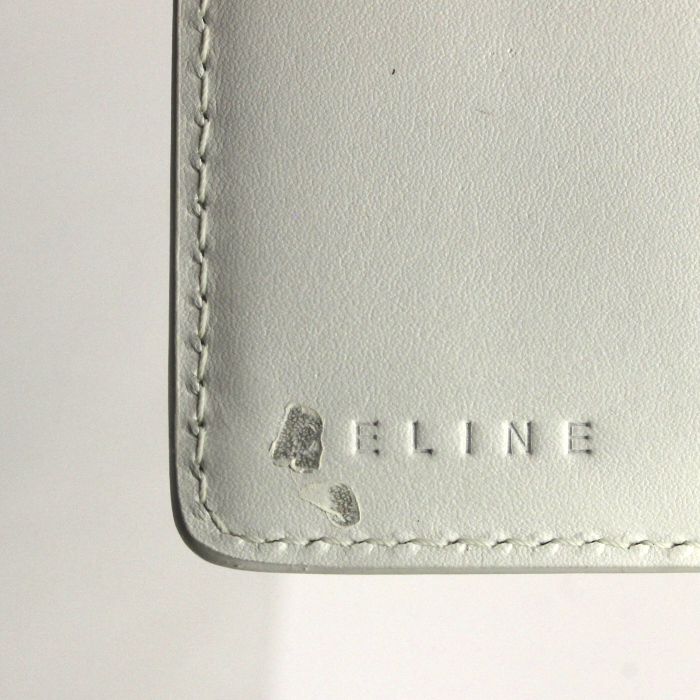 Celine Wallet in light blue monogram canvas and white leather - Detail D4