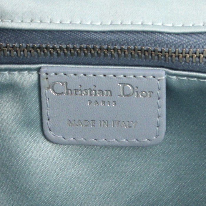 Pochette Christian Dior "Saddle" en satin bleu - Detail D3