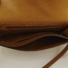 Hermes Lydie handbag/clutch in brown leather and beige canvas - Detail D2 thumbnail