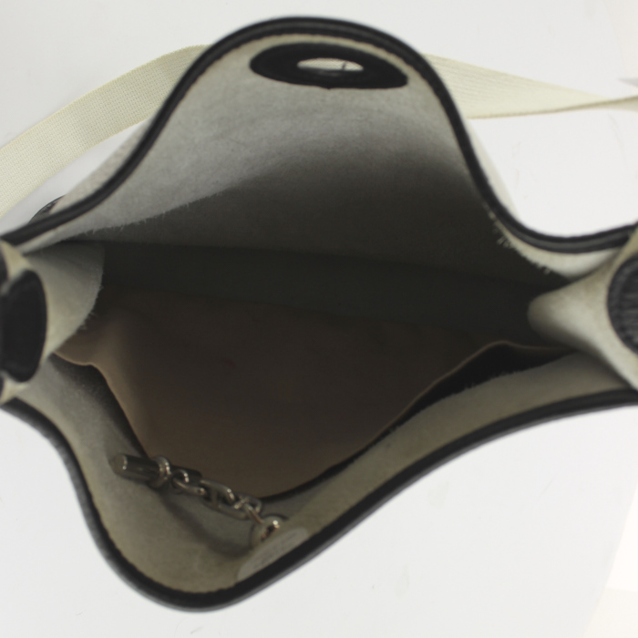Borsa a spalla Hermes Vespa in pelle togo bianca e profili neri - Detail D2