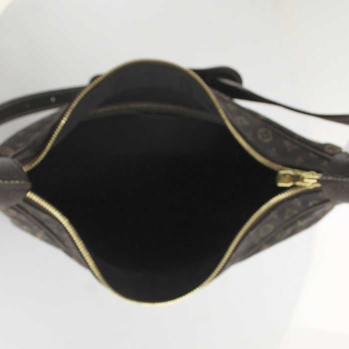 Louis Vuitton Boulogne handbag in linen canvas and brown leather - Detail D2