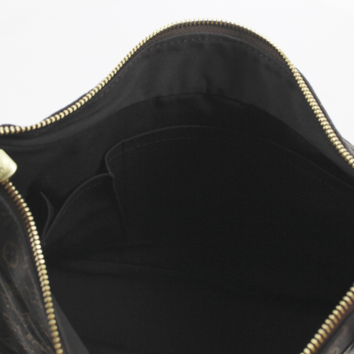 Louis Vuitton Boulogne handbag in linen canvas and brown leather - Detail D3