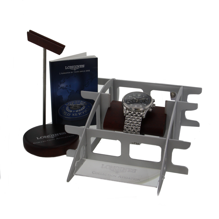 Montre Longines Chronographe Avigation en acier Ref : L2.629.4 Vers 2000 - Detail D3