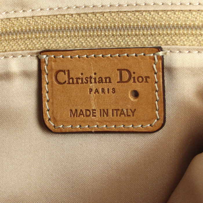 Sac à main en toile monogram marron et cuir naturel - Detail D3