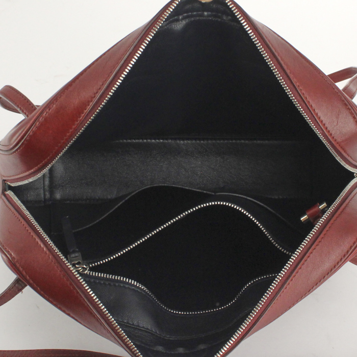 Celine sac à main en cuir box bordeaux - Detail D2